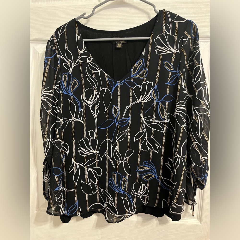 Large black multicolored blouse